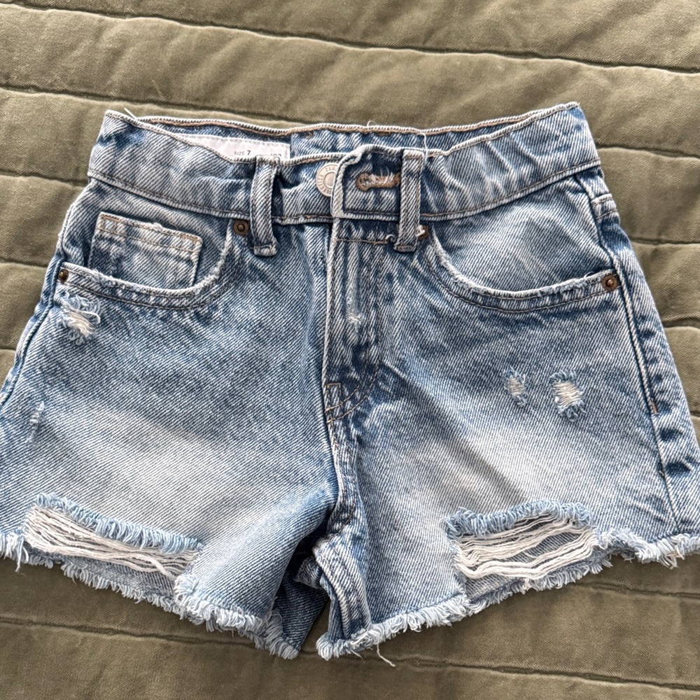 Kids Zara Light Blue Distressed Jean Shorts